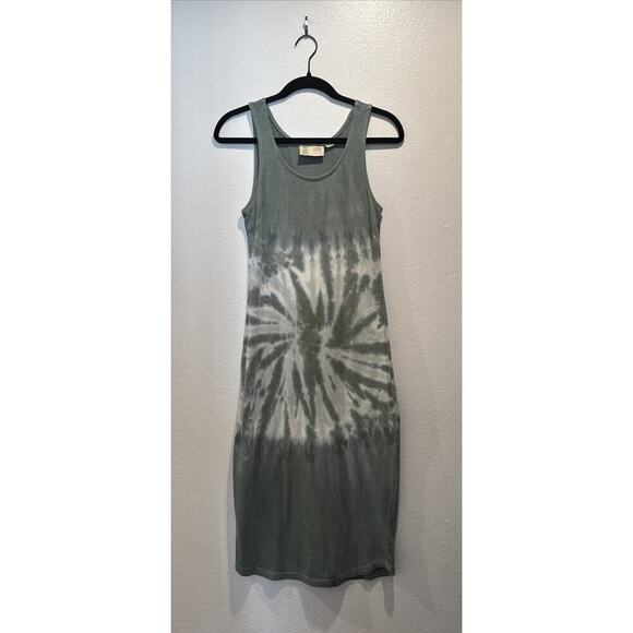 SATURDAY SUNDAY Size XS Green White Tie Dye Sleeveless Midi Dress Anthropologie - Picture 1 of 7
